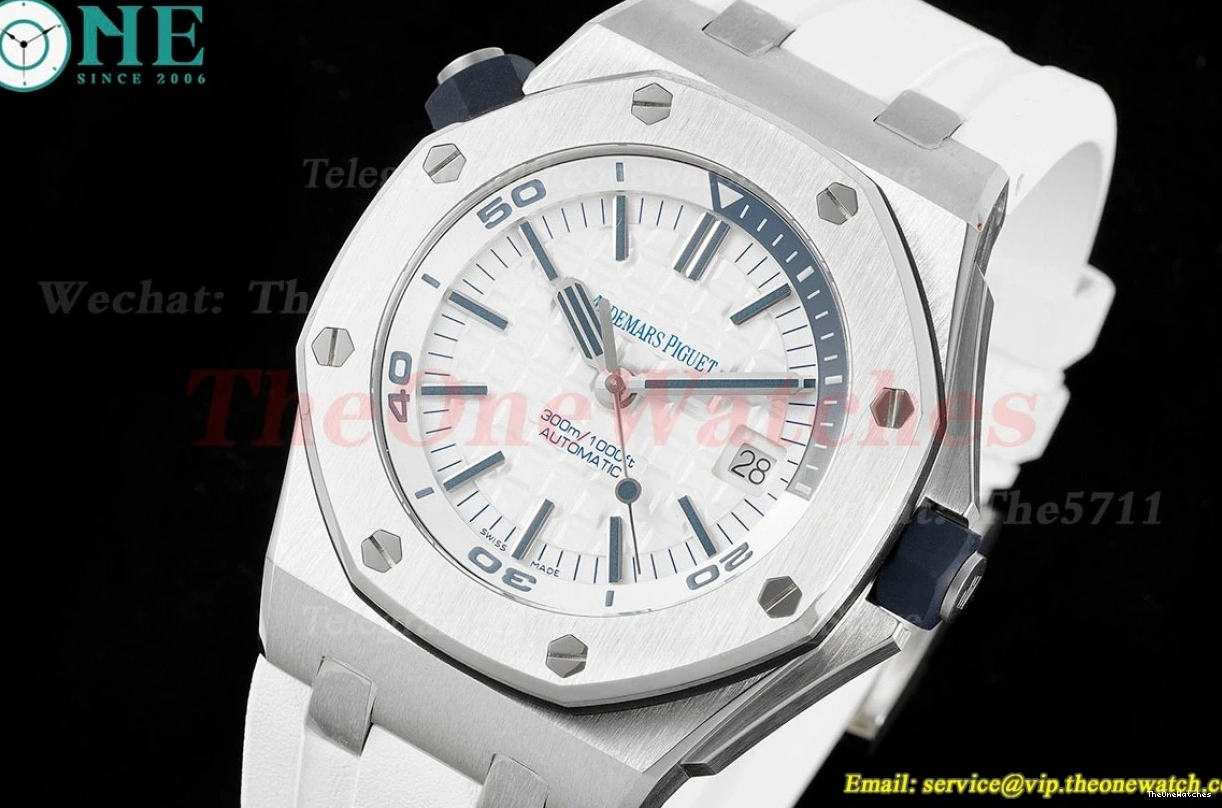 Oak RU SS Dial 15710 Clone Super Offshore Diver White Royal 42mm SA3120 APSF 0411
